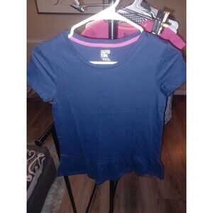 Spotted Zebra Girls Navy Blue Peplum Ruffle Short Sleeve  Size XL (12) NWOT
